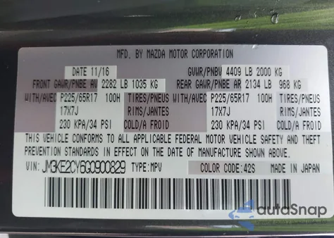 2016 Mazda Cx-5 Touring z USA, uszkodzony, nr VIN JM3KE2CY6G0900829